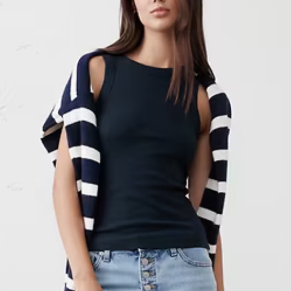 NWT Banana Republic Ribbed Racer Tank Preppy Navy Size Medium